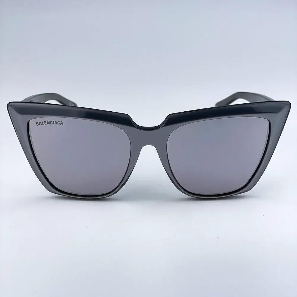 SALE! NEW Balenciaga BB0046S 006 Silver Gray Mirrored  Cat Eye Women Sunglasses